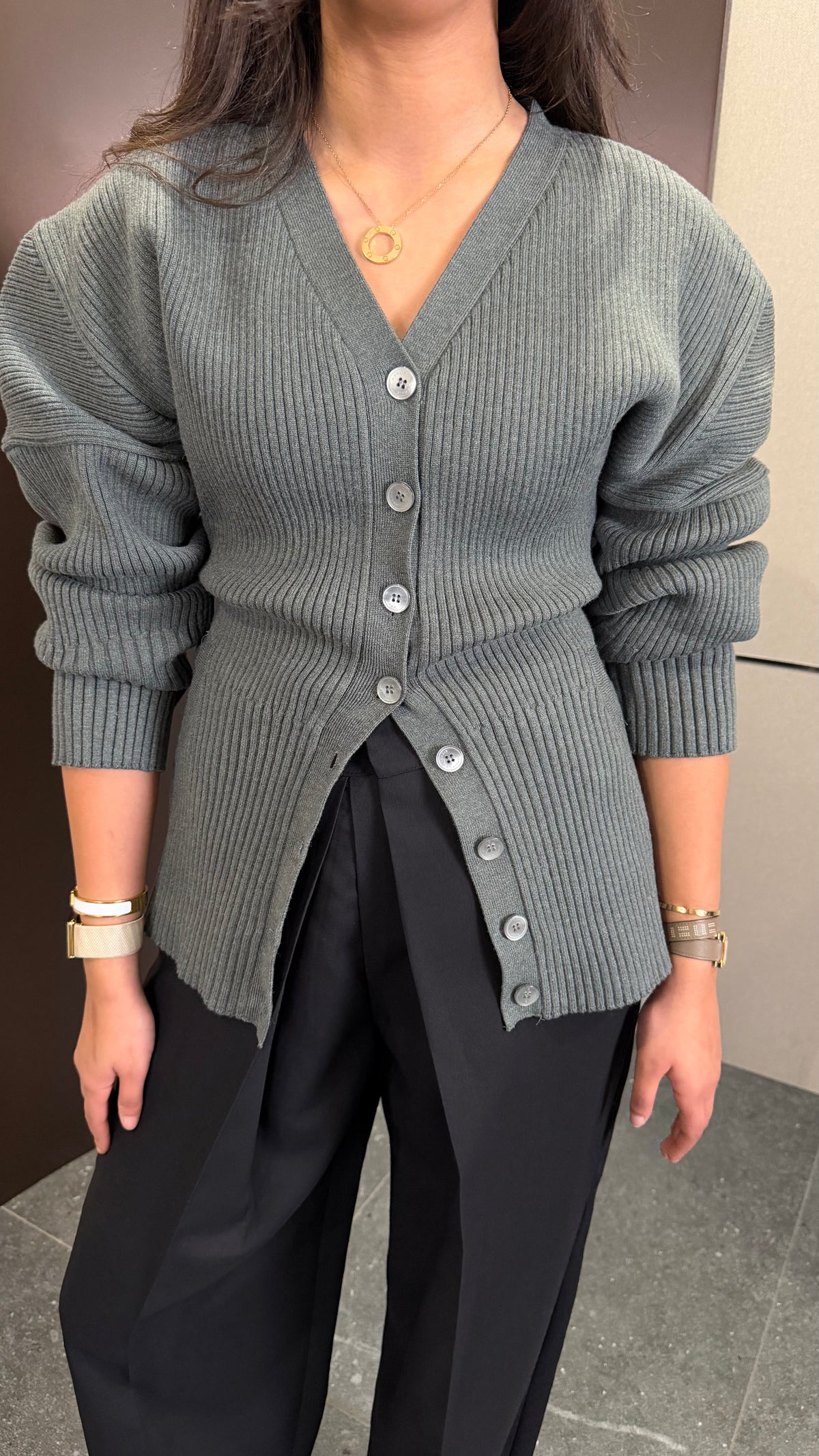 The grey architectural cardigan