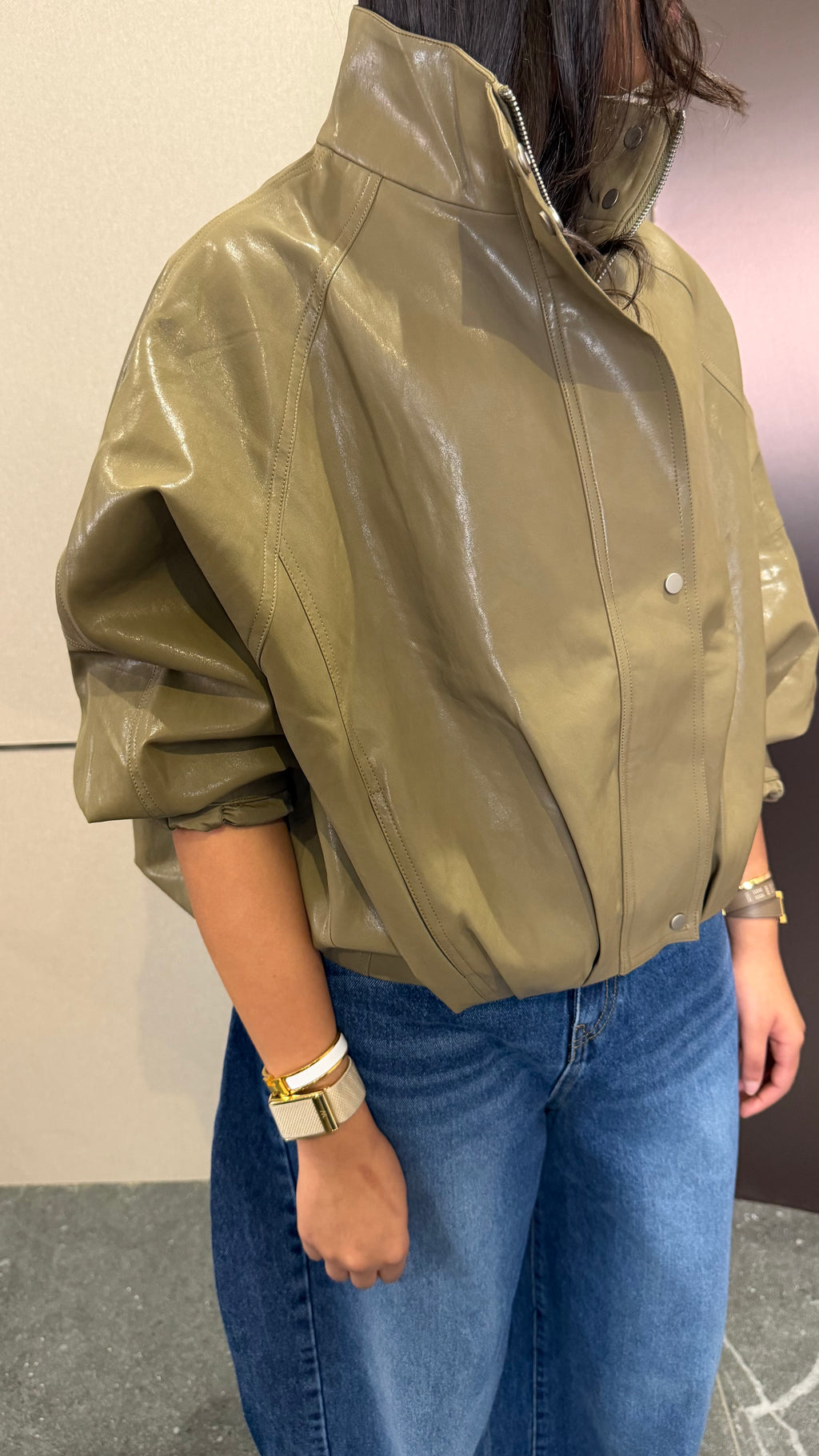 Olive leather jacket