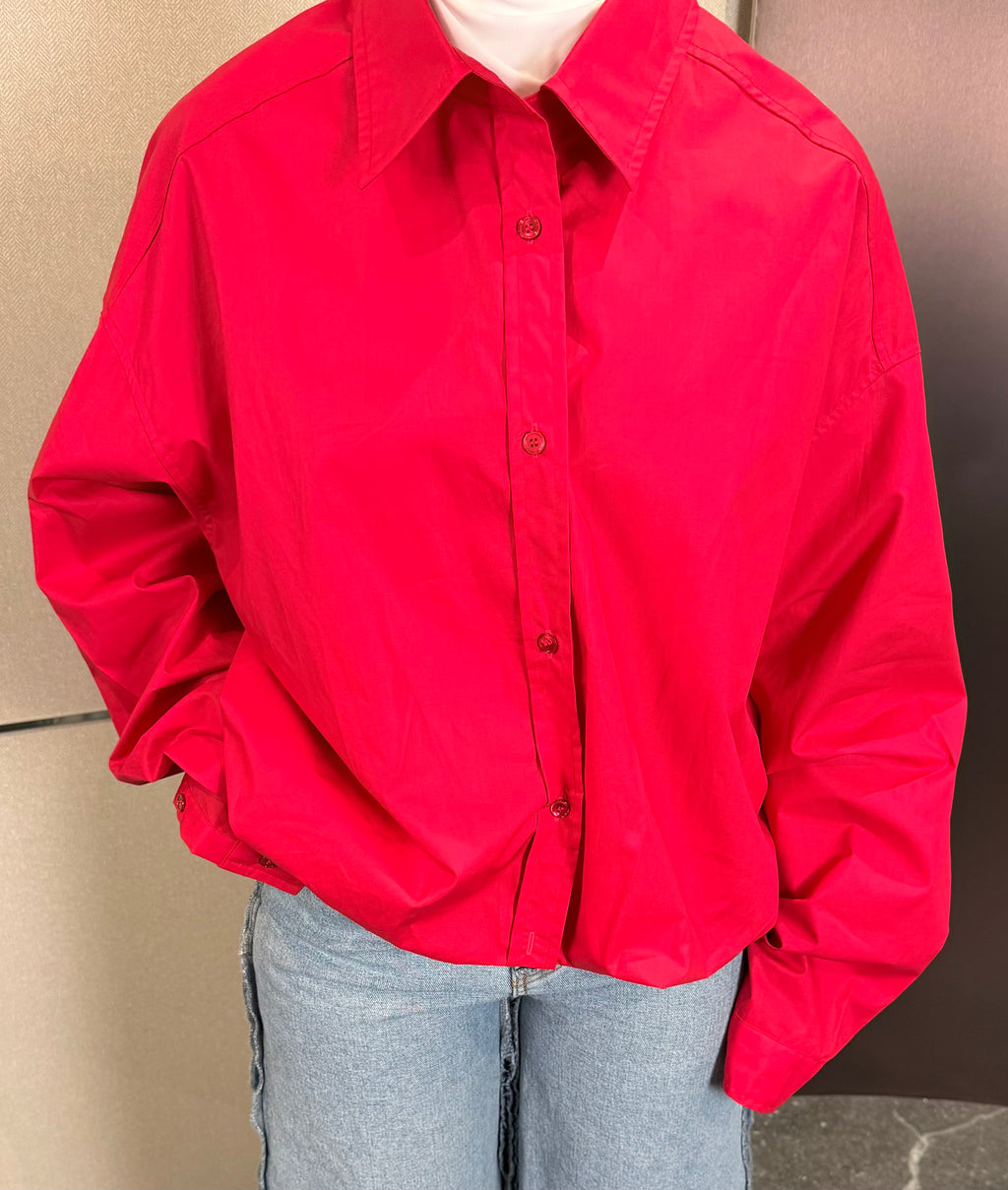 Scarlet poplin shirt