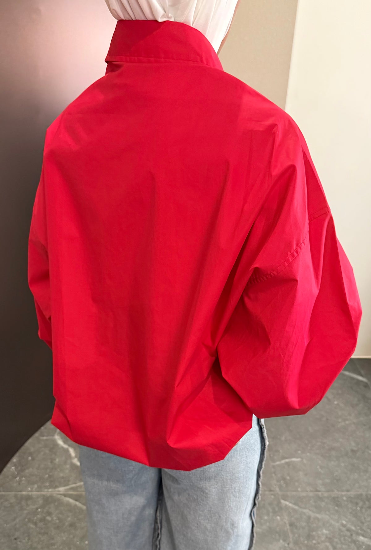 Scarlet poplin shirt