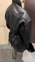 tie-back leather shirt